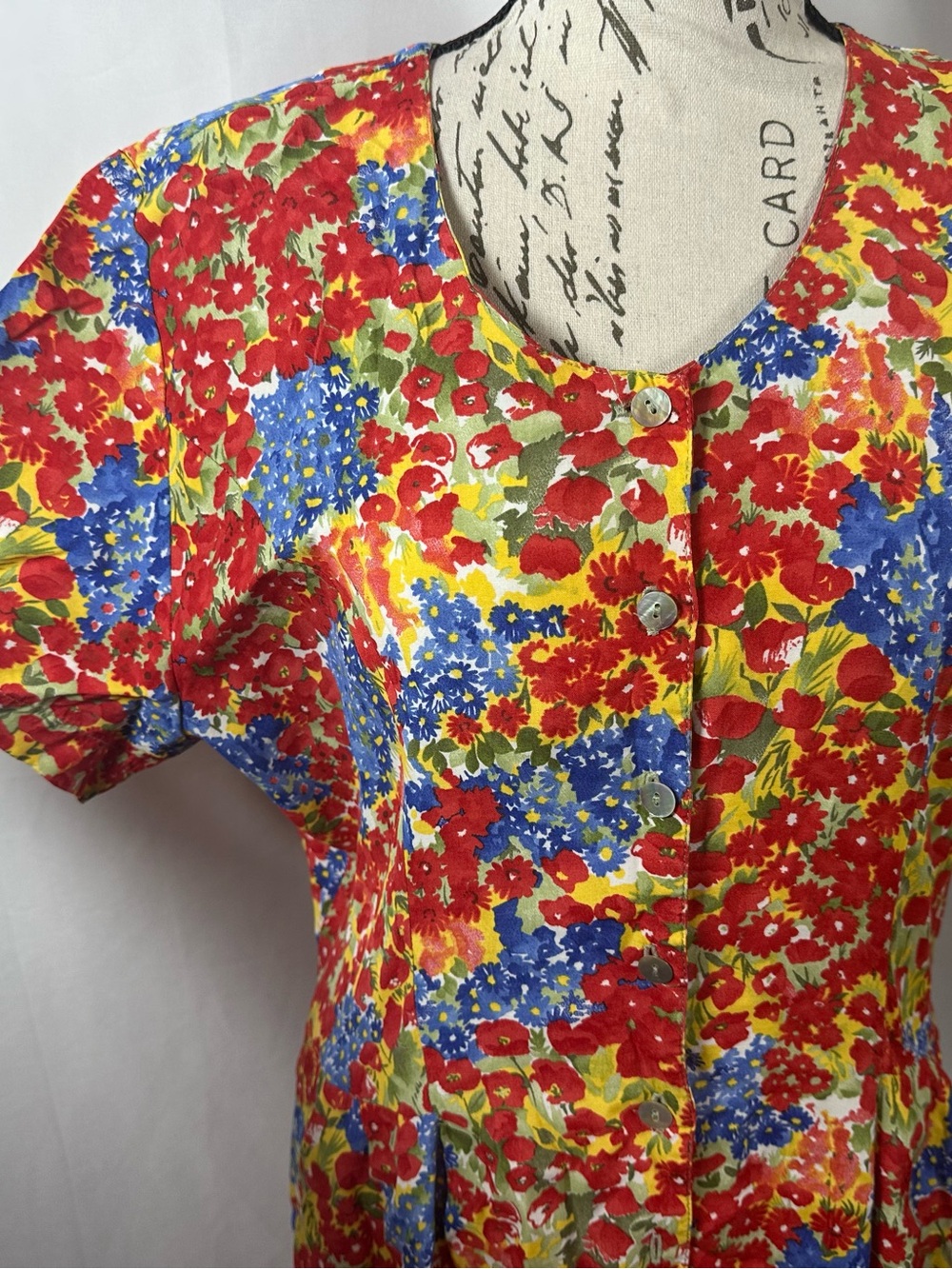 ZAZA Floral Multicolor Dress - Red, Blue & Yellow Bloom Print - Picture 8 of 10